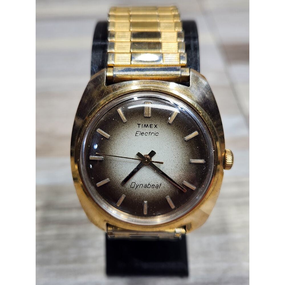 Vintage TIMEX Electric Dynabeat Men’s Watch. Gold Tone Case, 70's, Working